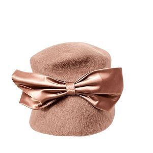 Vintage  Mahara Mohair wool Mid Century modern Ribbon Bow Audrey Hepburn Hat